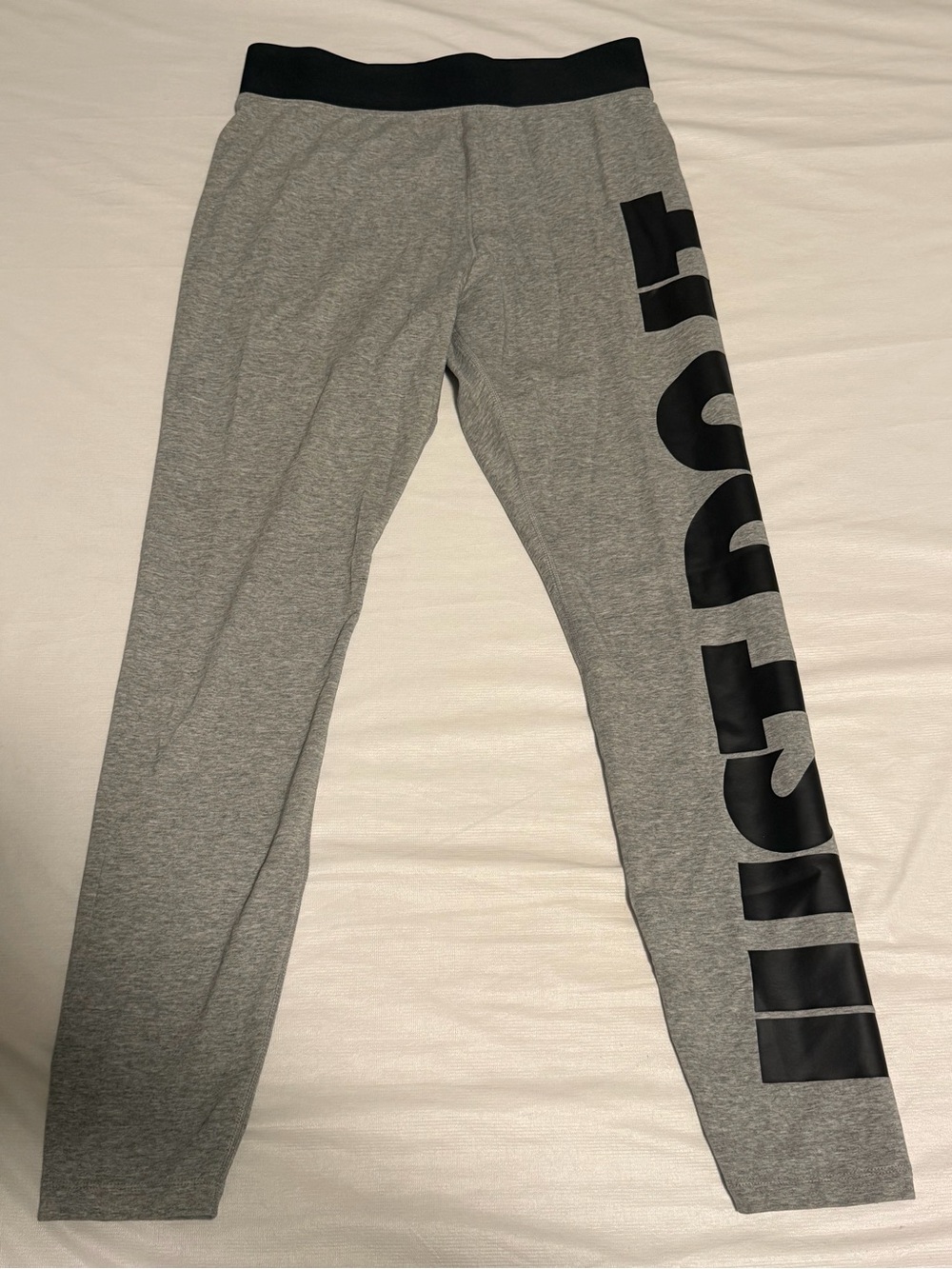 Nike Grey Leggings with Black Vertical Logo